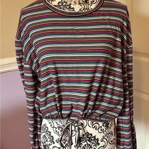 Riley And James- Striped Long Sleeve Top with Drawstring Waist, size XL